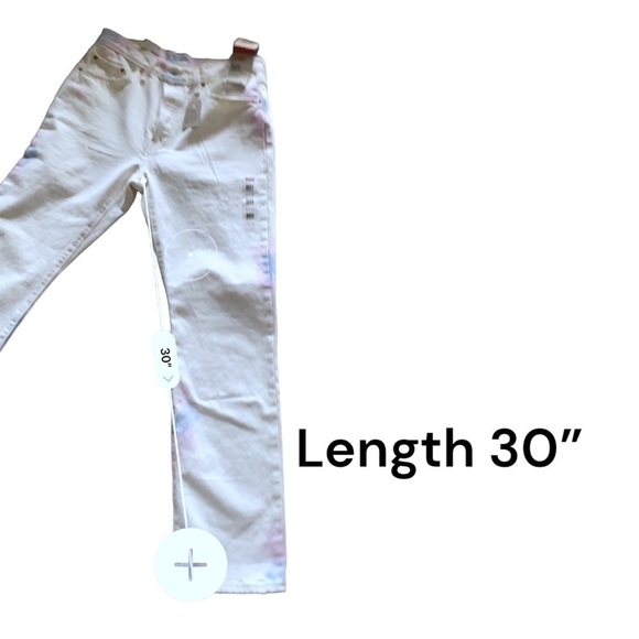 NWT LEVIS Strauss 501 Button Fly High Waist Straight Jean 30x 30 White …Hippie - Picture 15 of 16